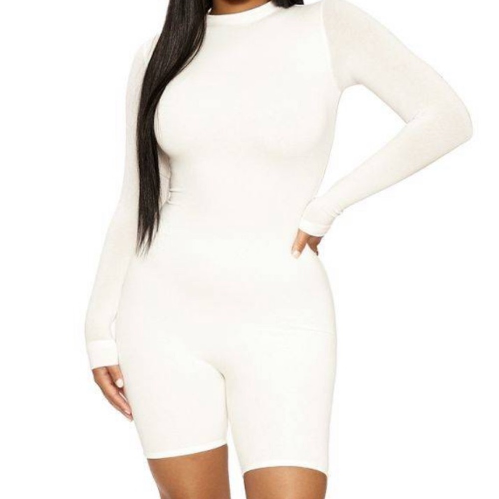 Naked Wardrobe The NW All Body Romper in White